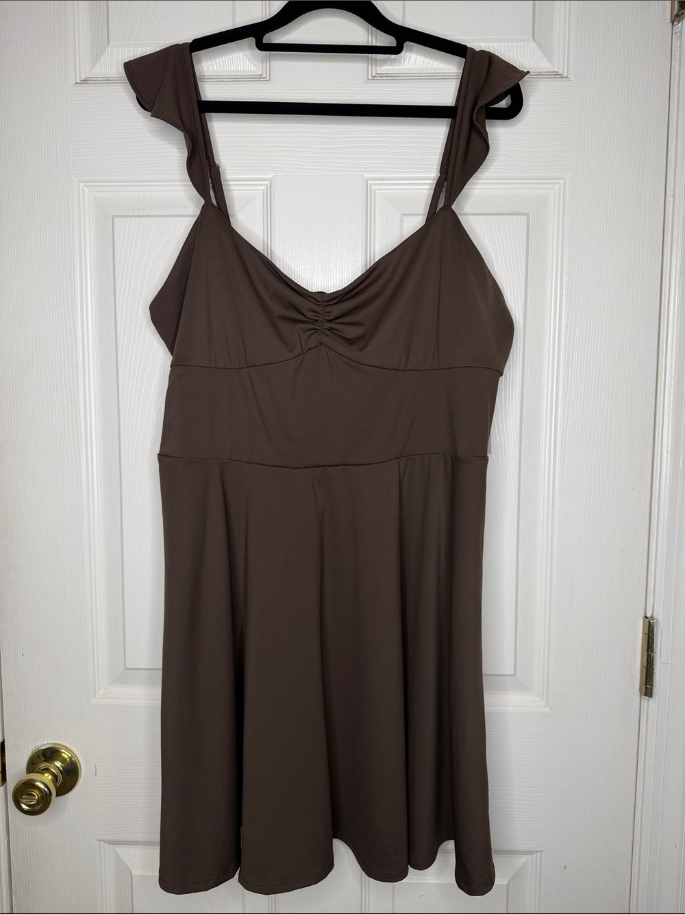NWT Brown Ruched Sleeveless Goblincore Garden Sundress